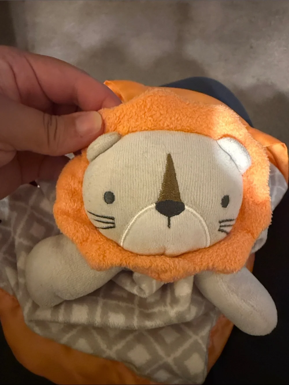 Circo Cream and Orange Lion Lovey Security Blanket